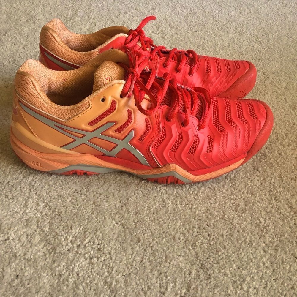 Asics Shoes Gel Resolution 7 P Guard Womens Red and Orange Athletic Shoes